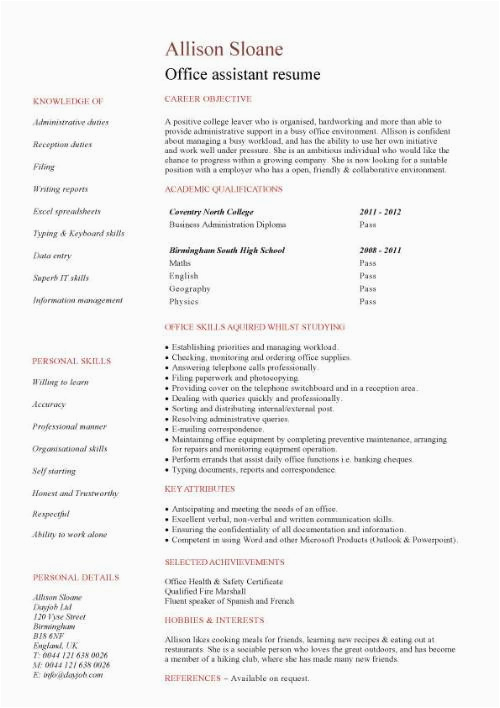 Office assistant Entry Level Resume Sample Student Entry Level Fice assistant Resume Template