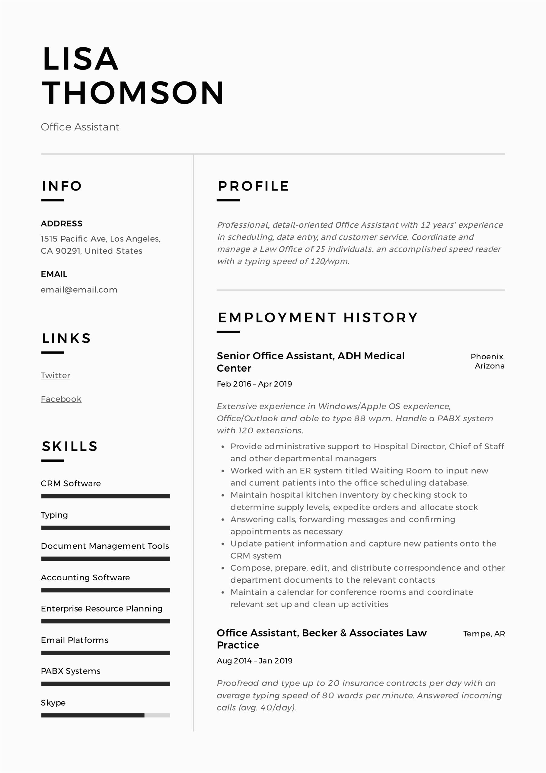 Office assistant Job Description Resume Sample Fice assistant Resume Writing Guide 12 Resume Templates