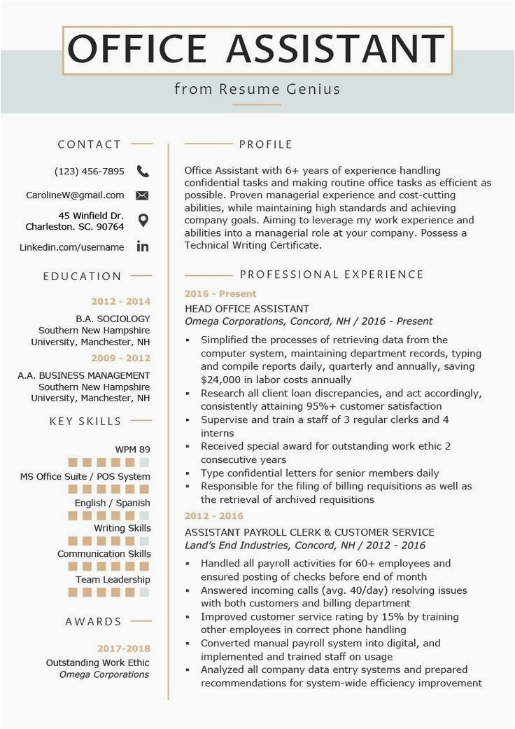 Office assistant Sample Resume No Experience 45 top Cv No Experience