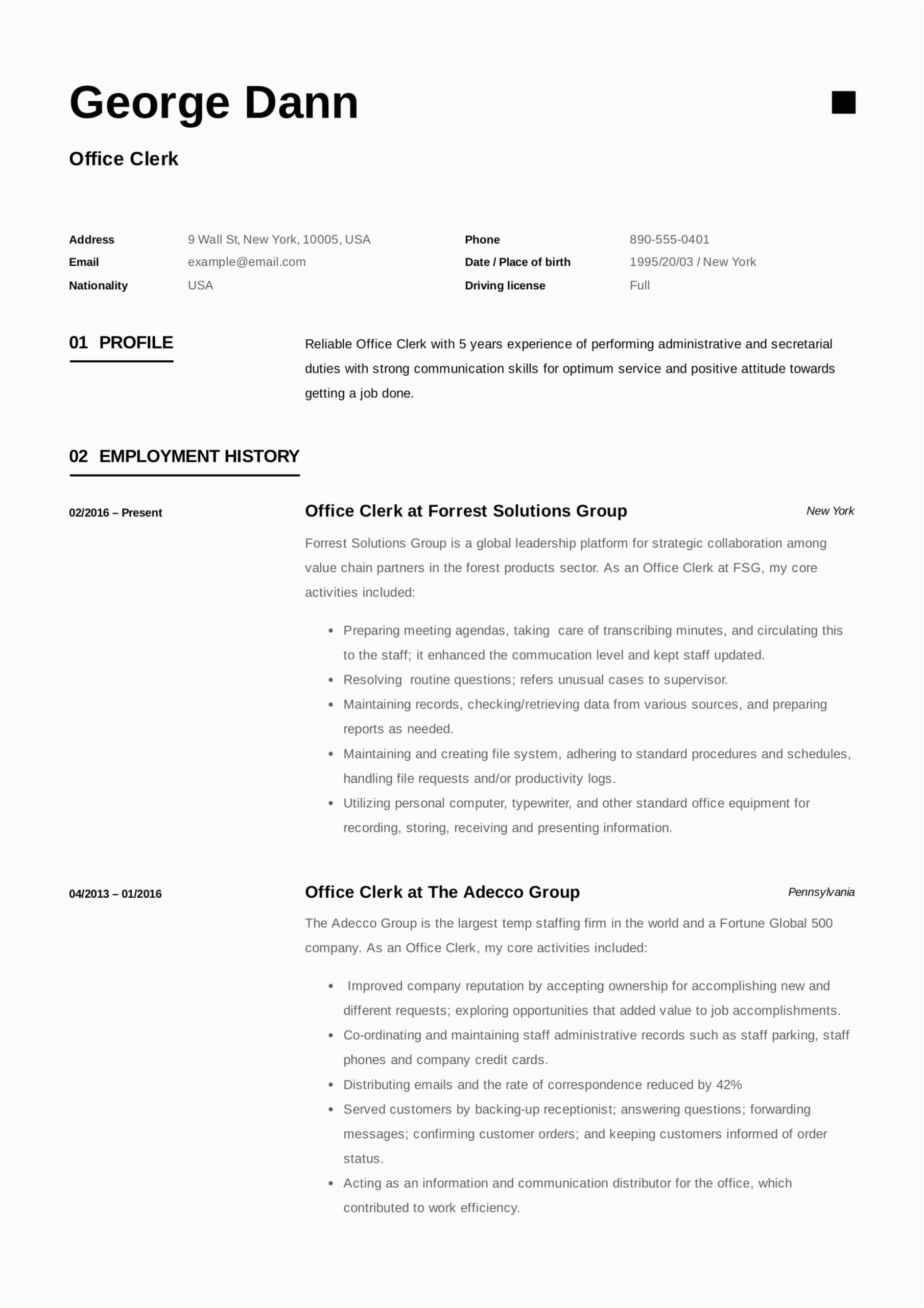 Office Clerk Job Description Resume Sample Full Guide Fice Clerk Resume [ 12] Samples Pdf