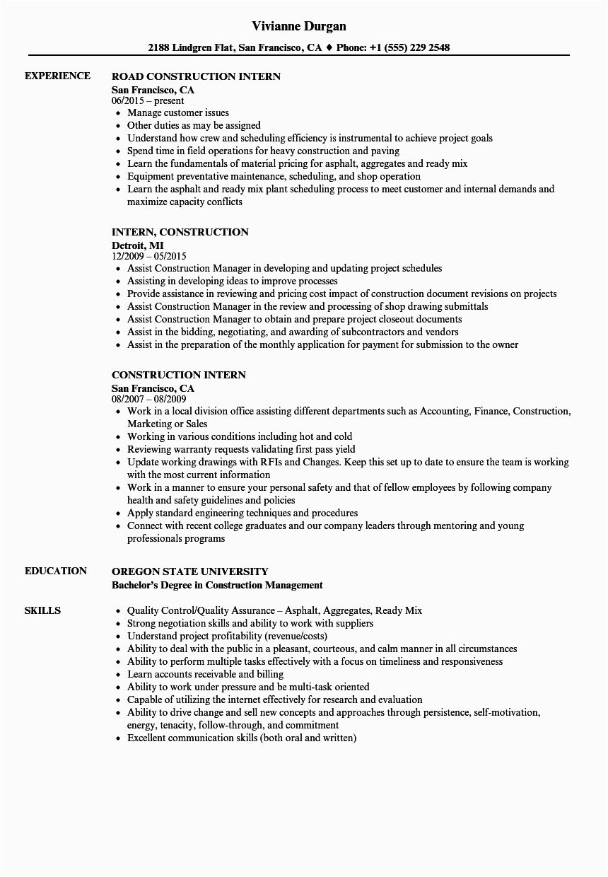 Office Clerk Sample Resume for Construction Company Construction Management Resume Examples Mryn ism