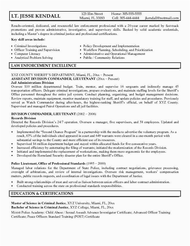 Police Chief Resume Cover Letter Sample 25 Entry Level Police Ficer Resume In 2020