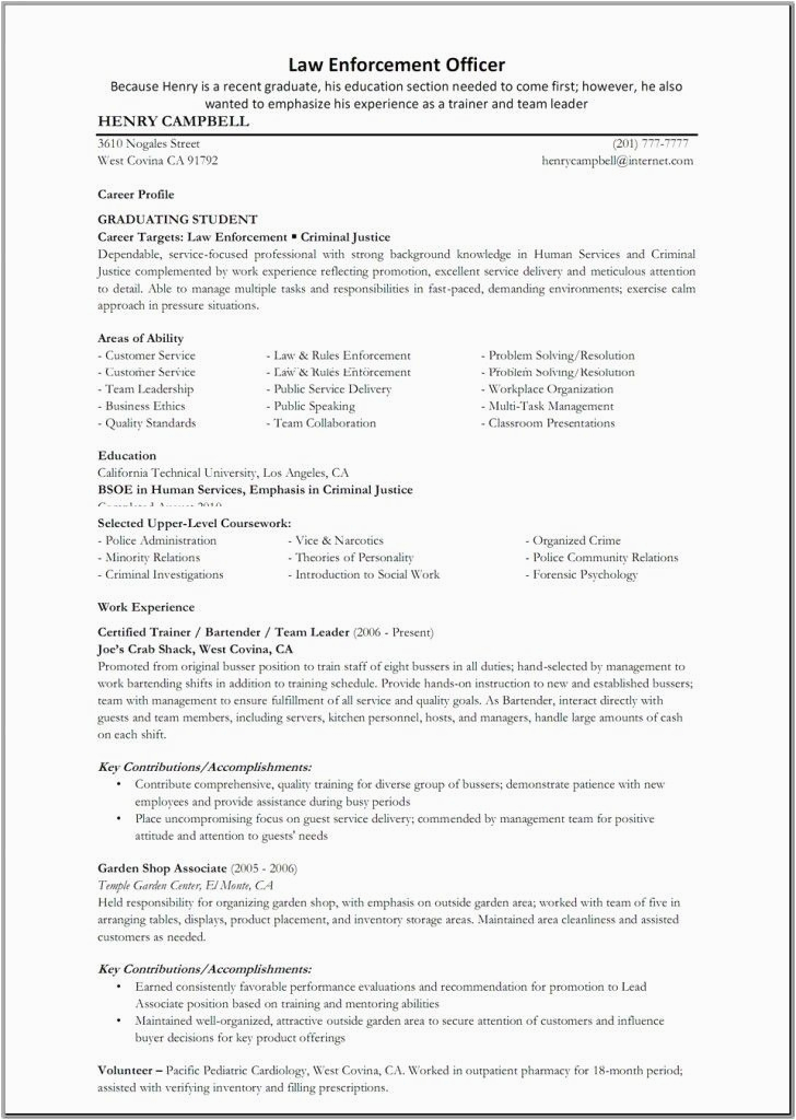 Police Officer Resume Objective Statement Samples 35 New Law Enforcement Resume Template In 2020
