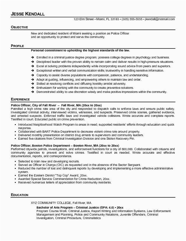 Police Officer Resume Objective Statement Samples Police Ficer Resume Sample Free Resume Templates