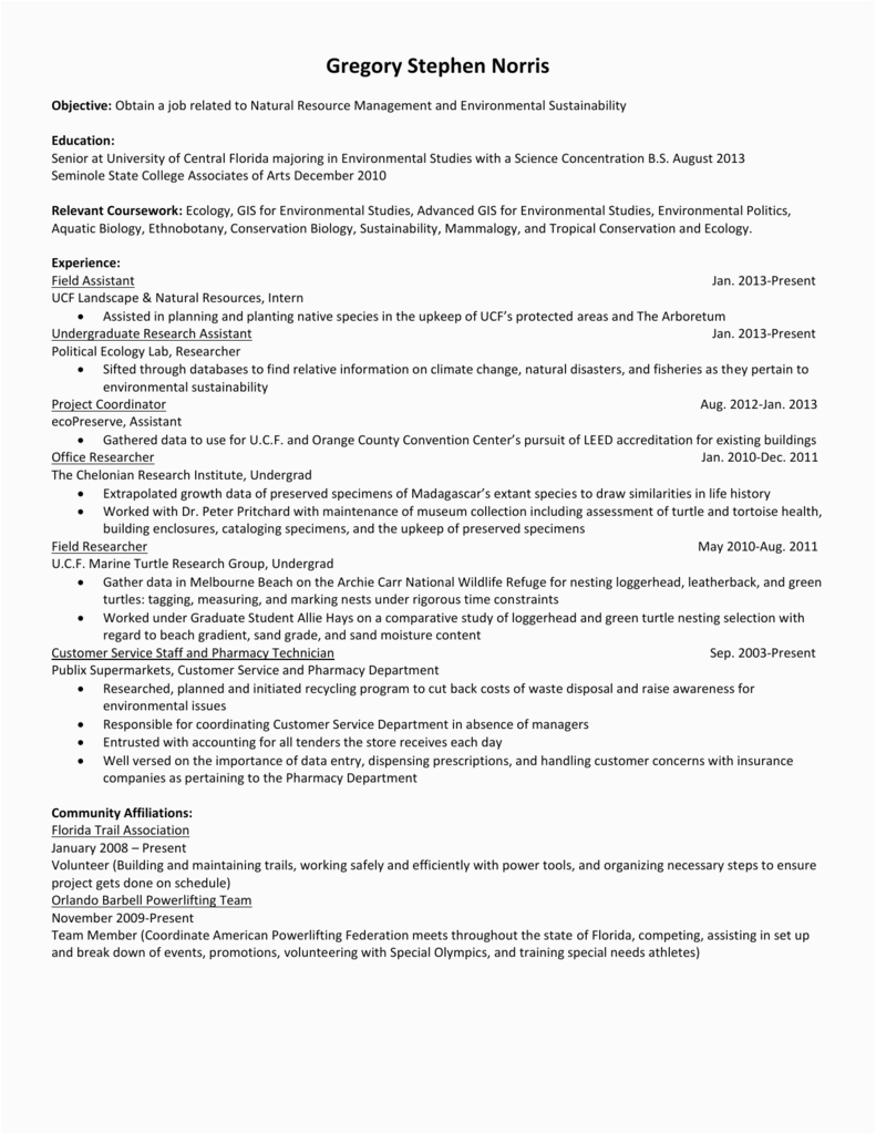 Political Science Sample Resume Wake forest Greg S Resume Ucf Political Science