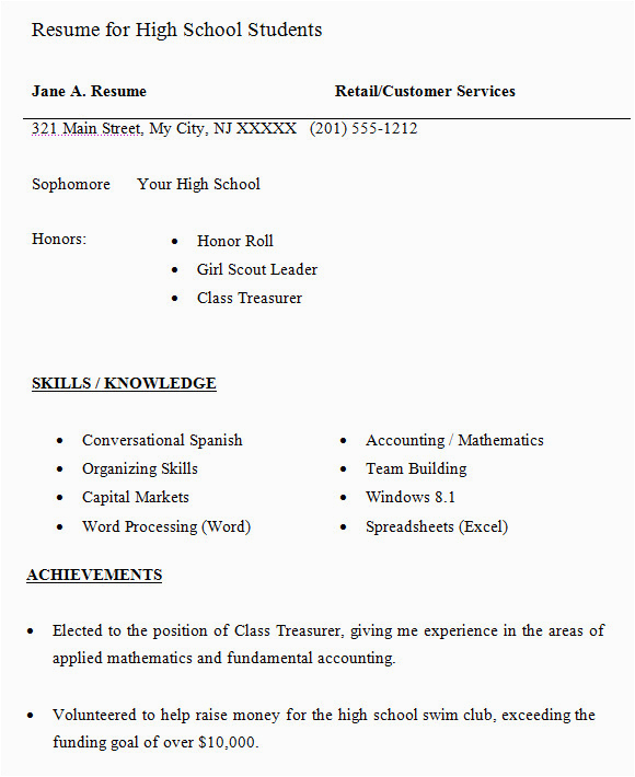 Printable Resume Template for High School Students 10 High School Resume Templates – Free Samples Examples