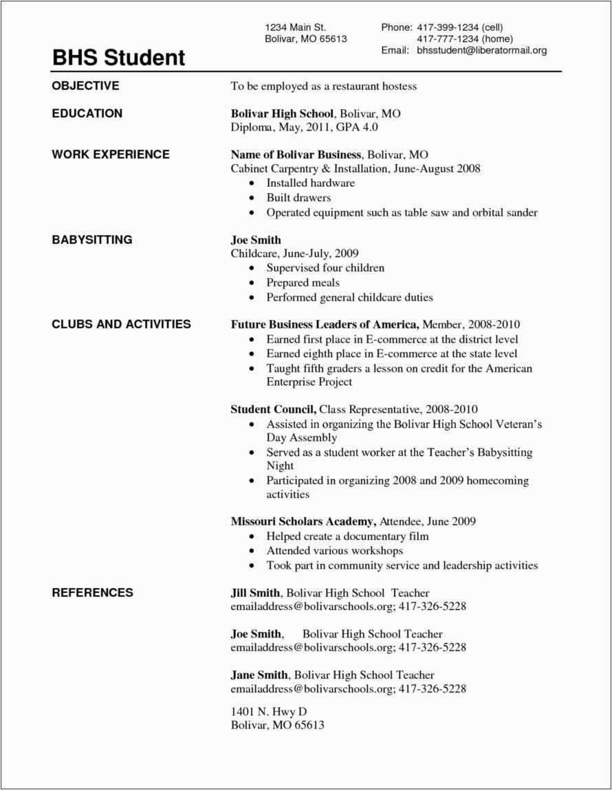 Printable Resume Template for High School Students High School Student Resume Templates Microsoft Word