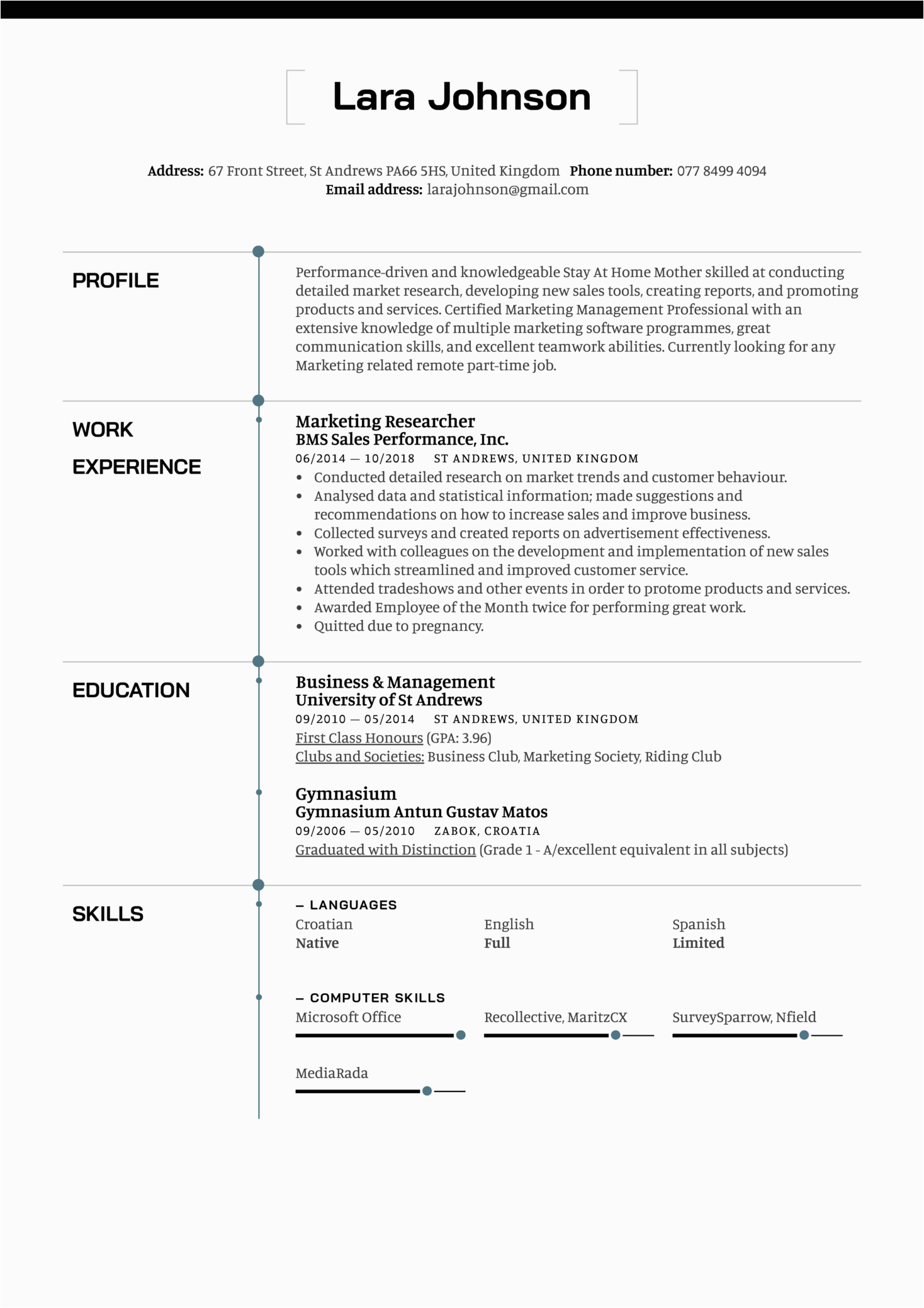 Resume Profile Samples for Stay at Home Moms Stay at Home Mother Resume Example
