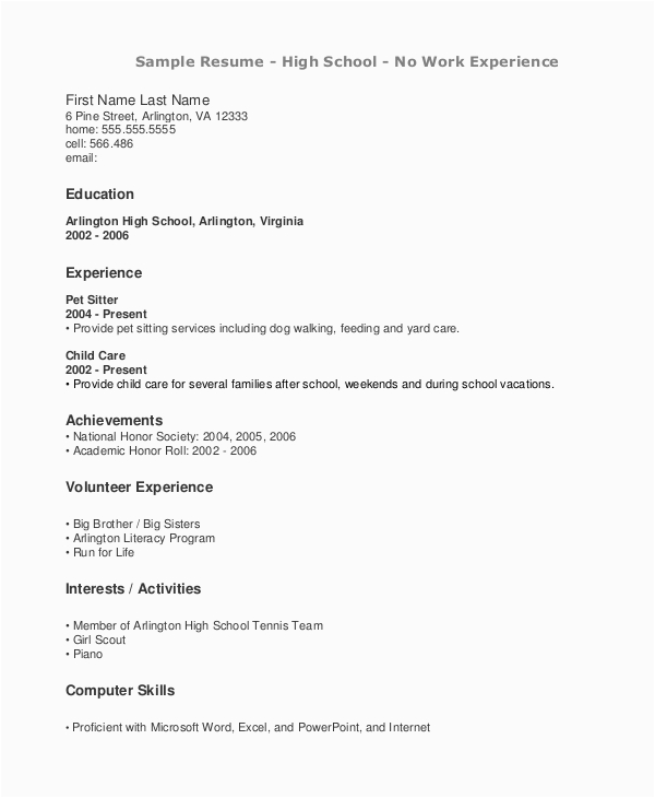 Resume Profile Samples with No Work Experience Free 7 Sample Work Resume Templates In Ms Word