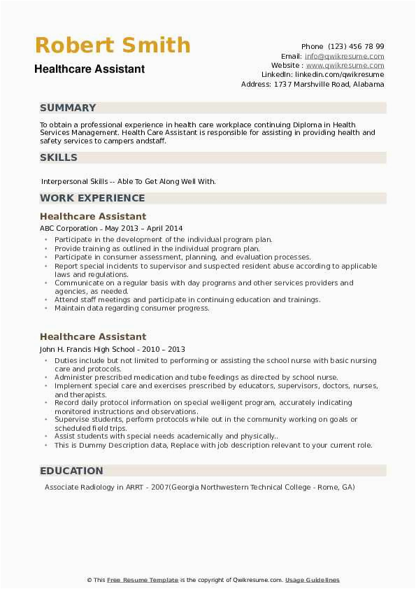 Resume Resourcehealthcare Resume Example Sample Resume Resource Healthcare assistant Resume Samples