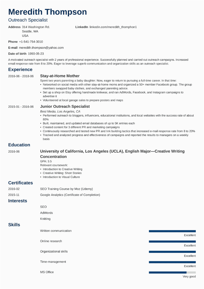 Resume Sample after A Break In Working the 20 Best Cv and Résumé Examples for Your Inspiration