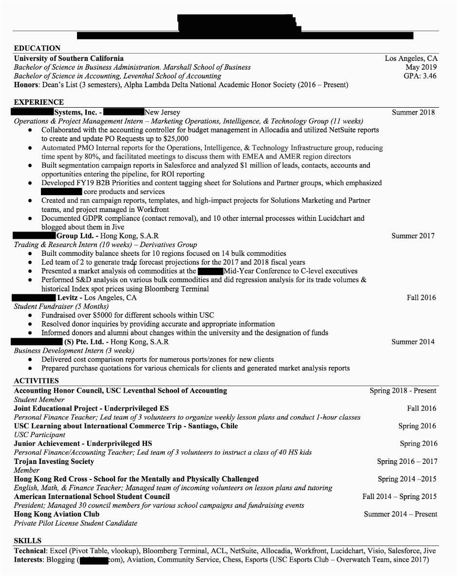 Resume Sample Applying to Big 4 Resume Review Advice for Big 4 Accounting