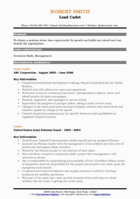 Resume Sample for Deck Cadet Apprenticeship Cadet Resume Samples