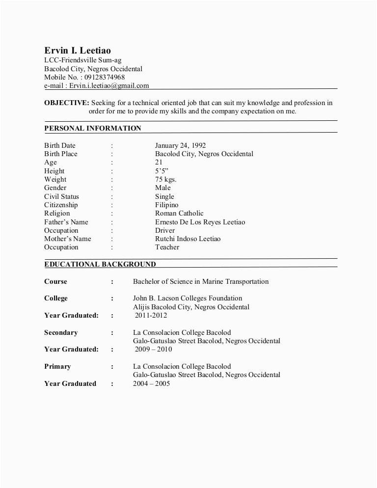 Resume Sample for Deck Cadet Apprenticeship Marine Transportation Deck Cadet Resume Best Resume Ideas
