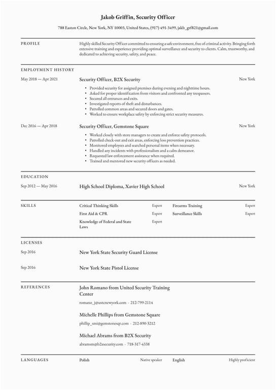 Resume Sample for New Security Guard Entry Level Security Guard Resume Objective Security Guard Resume