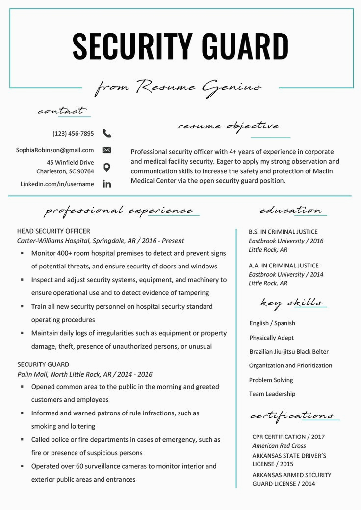 Resume Sample for New Security Guard Security Guard Resume Sample & Writing Tips Resume Genius