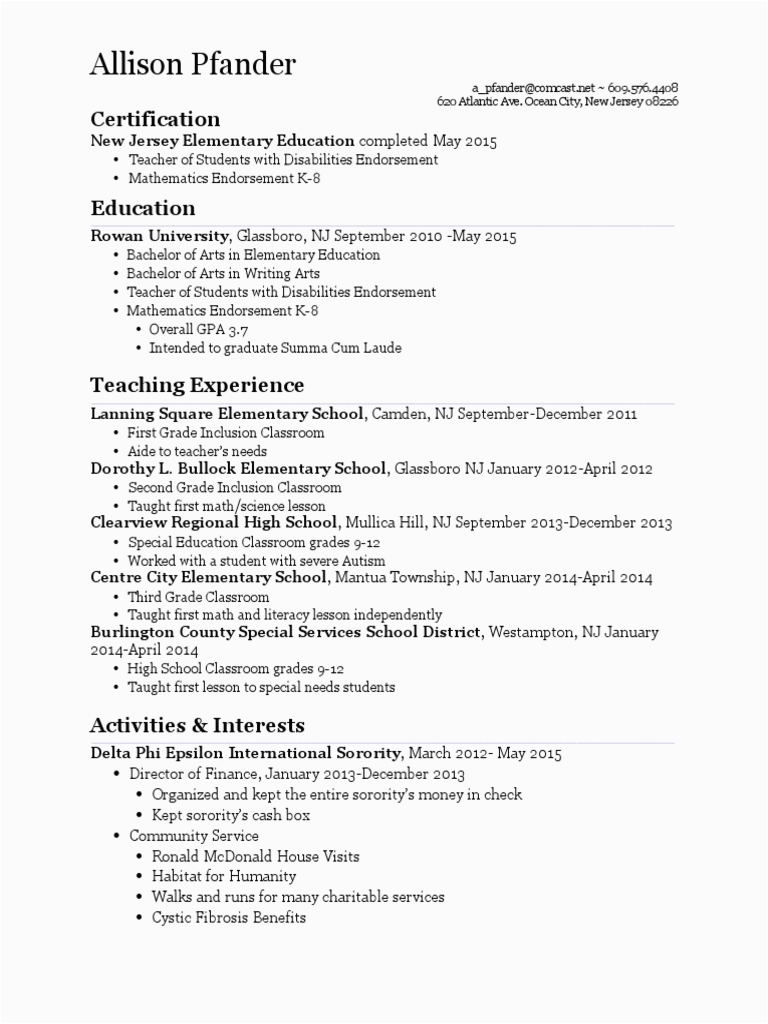 Resume Sample for Non Teaching Staff Resume Inclusion Education