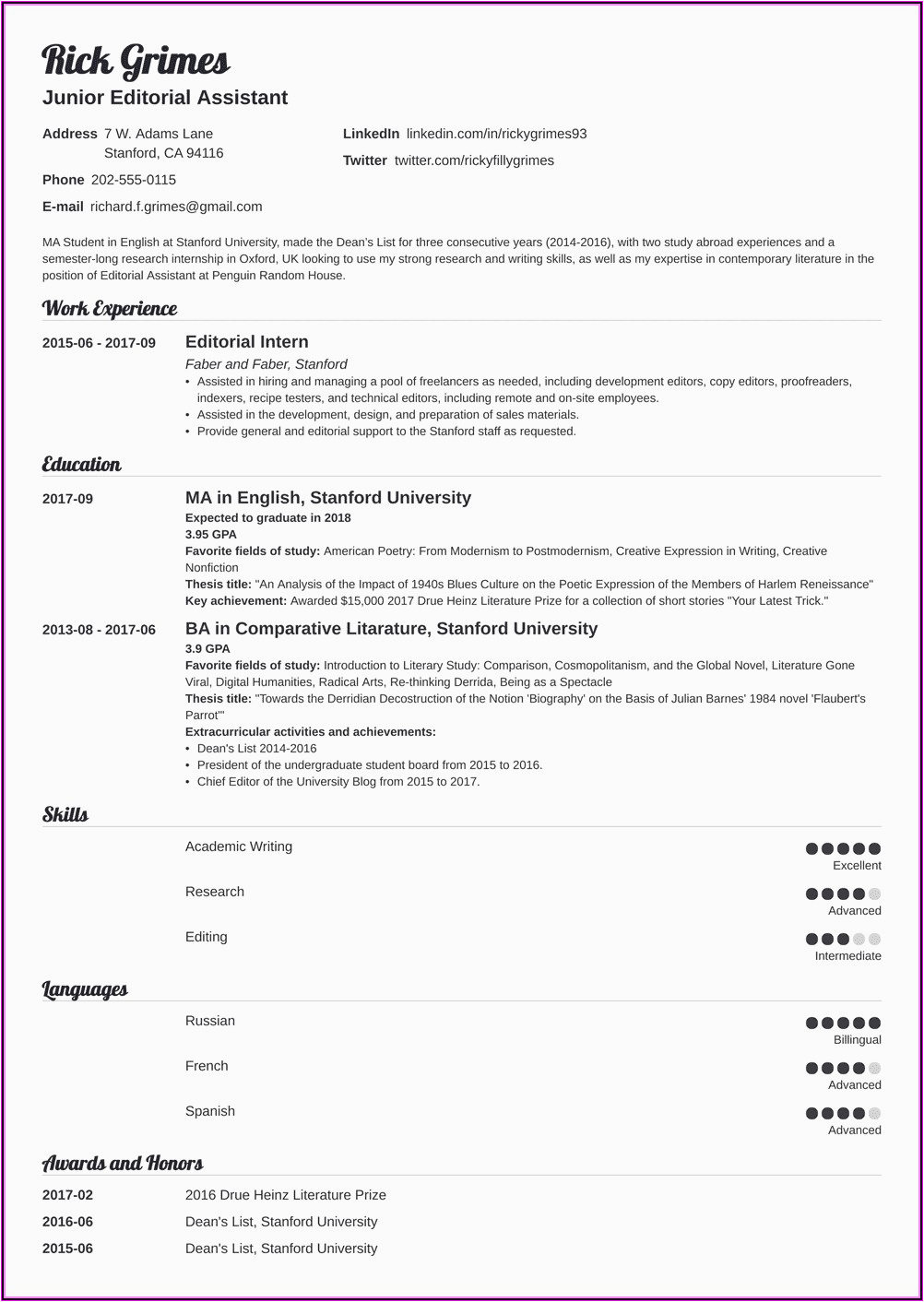 Resume Sample with A Few Years Of Experience Examples Resumes In Kenyan Market Best Market Researcher Resume