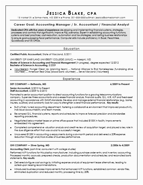 Resume Sample with Cpa In Process Cpa Resume Sample
