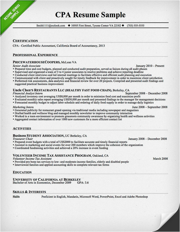Resume Sample with Cpa In Process Cpa Resume Sample & Writing Guide