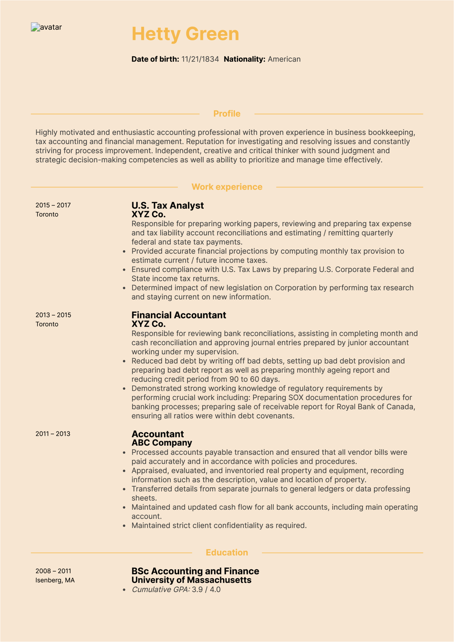 Resume Sample with Cpa In Process Cpa Tax Accountant Resume Sample
