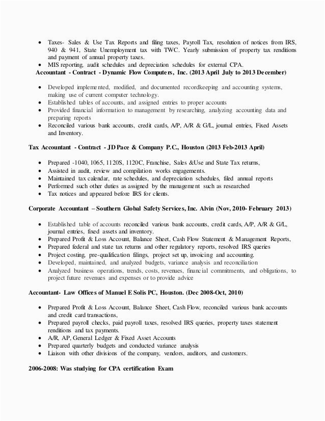 Resume Sample with Cpa In Process Resume for Accountant Cpa