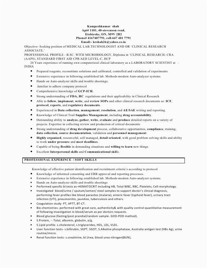 Resume Sample with Degree Not Obtained Cover Letter Sample for Laboratory Technician Resume