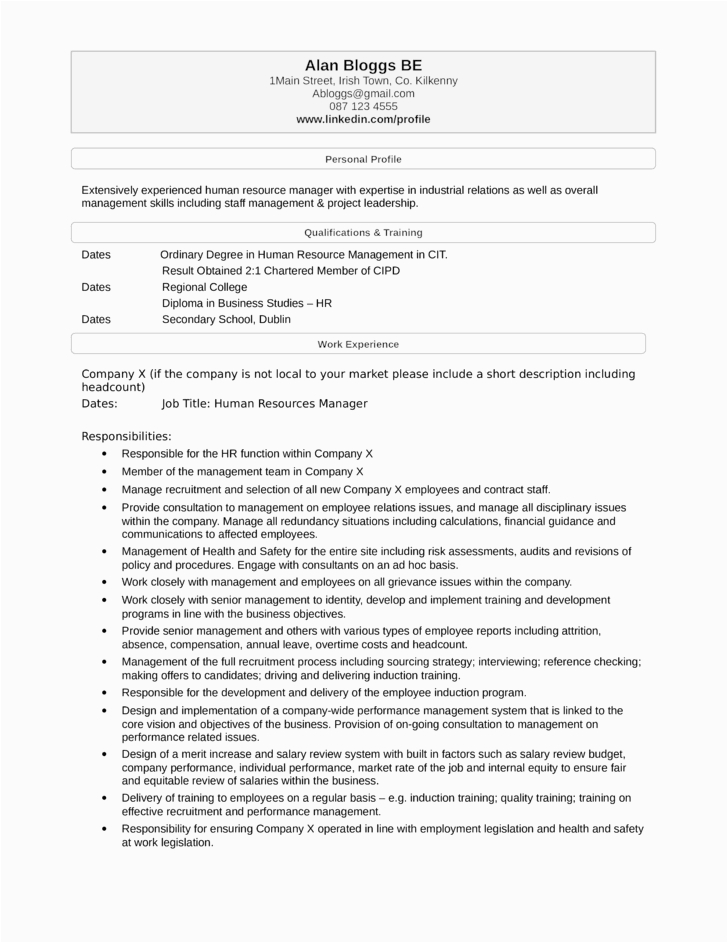 Resume Sample with Degree Not Obtained Functional Hr Manager Resume Template