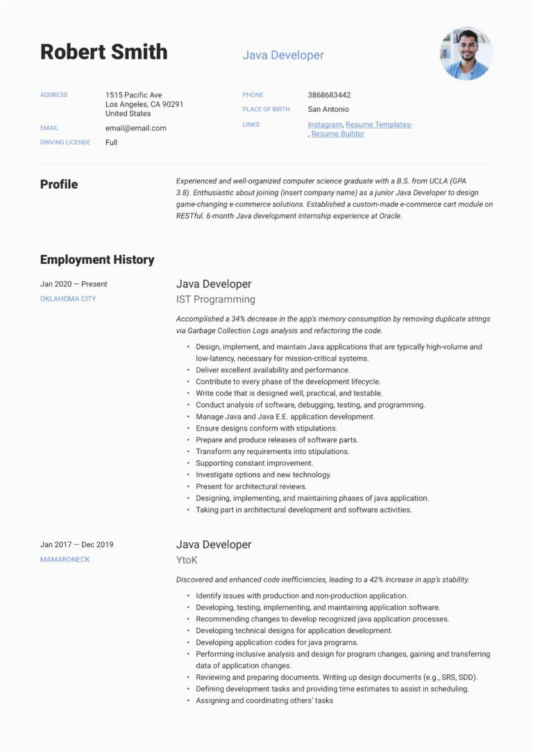 Resume Sample with Java and Flusk Java Developer Resume & Writing Guide