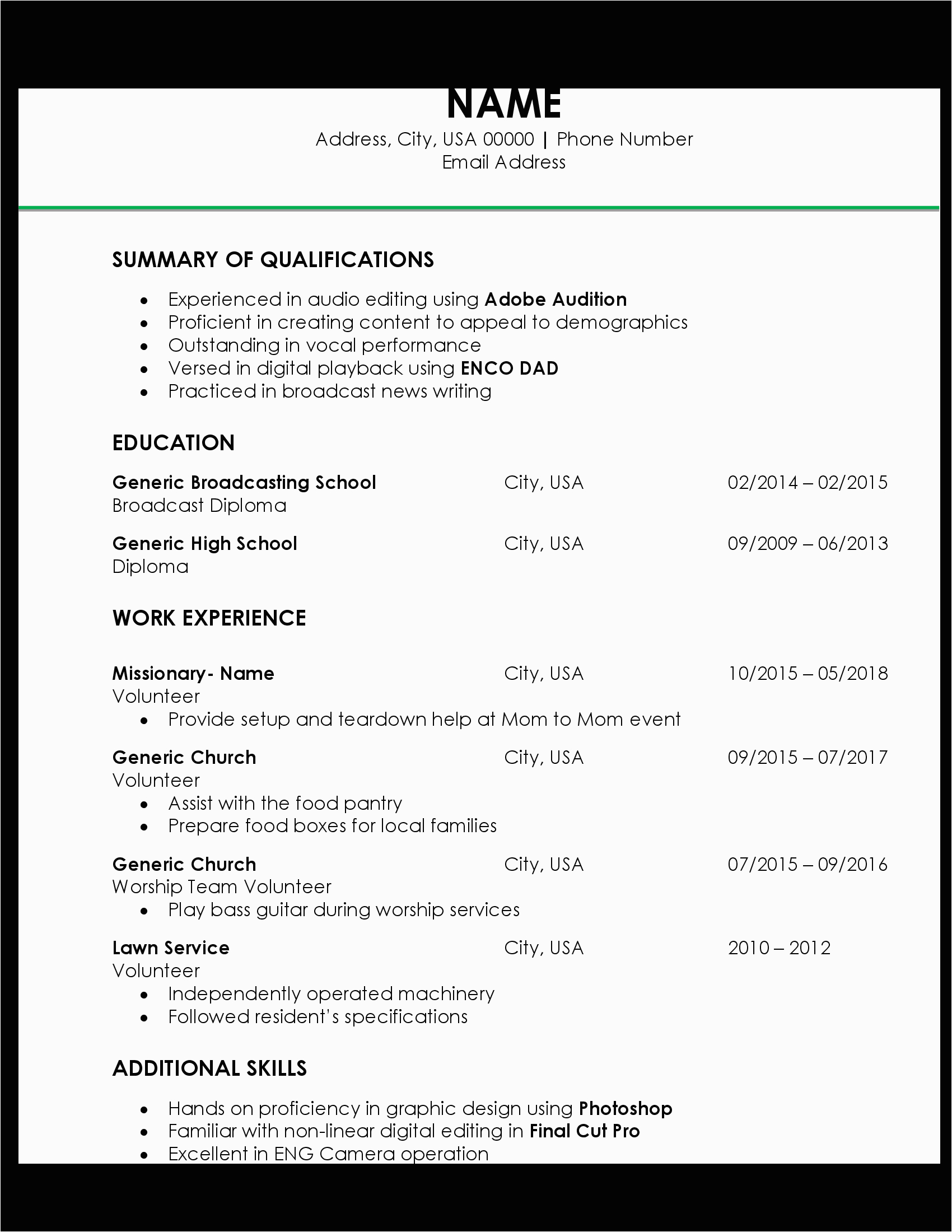 Resume Sample with No Experience In Working Resume with No Work Experience Resumes
