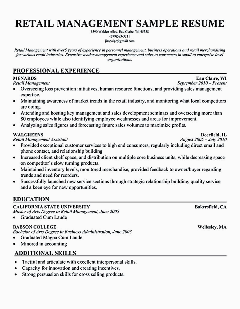 Resume Samples for Retail Management Position Reveal the Secrets Of Having the Best Retail Manager Resume