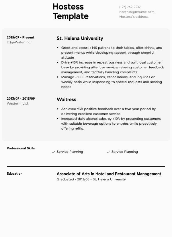 Resume Template for Food Service Industry Food Service Resumes Resume Samples
