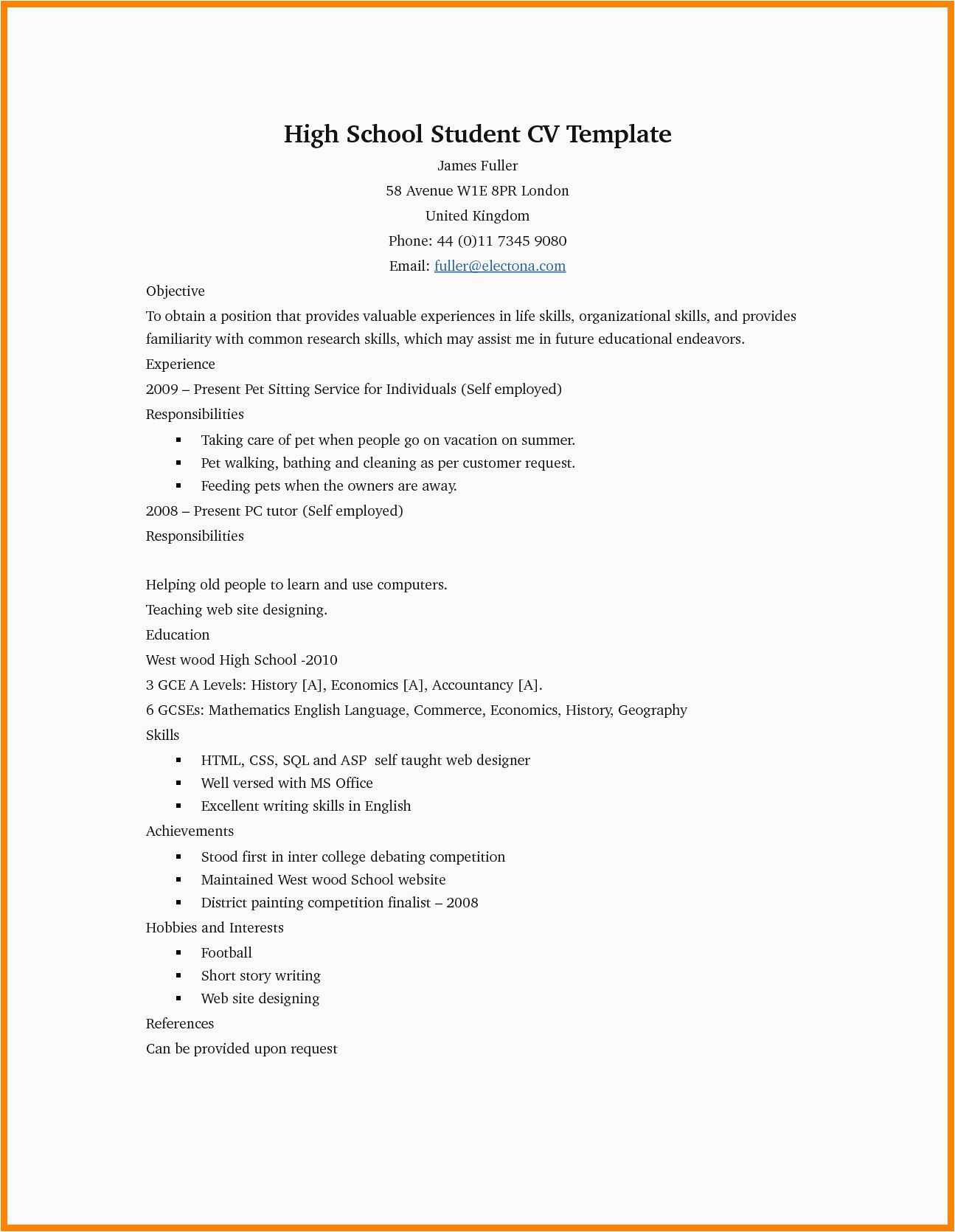 Resume Template for High School Students Australia Resume Examples for Highschool Students Inspirational 5 Cv