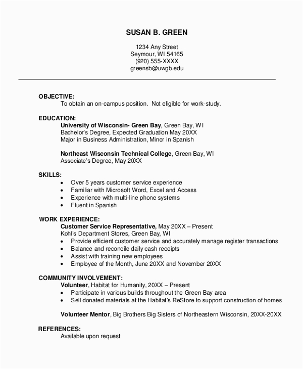 Resume Template for On Campus Job Free 8 Sample Resume Layout Templates In Ms Word