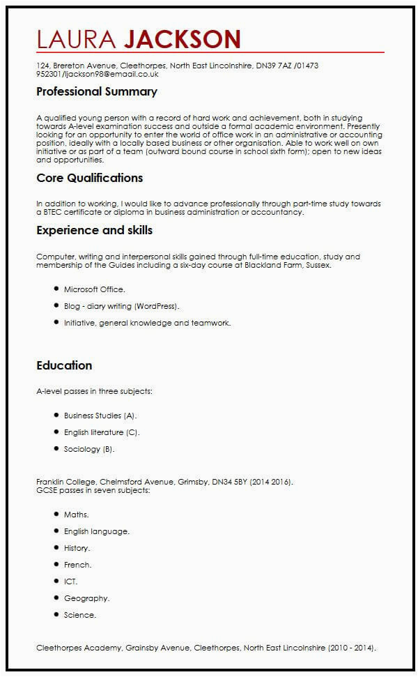 Resume Template for People with No Work Experience Cv Example with No Job Experience Myperfectcv