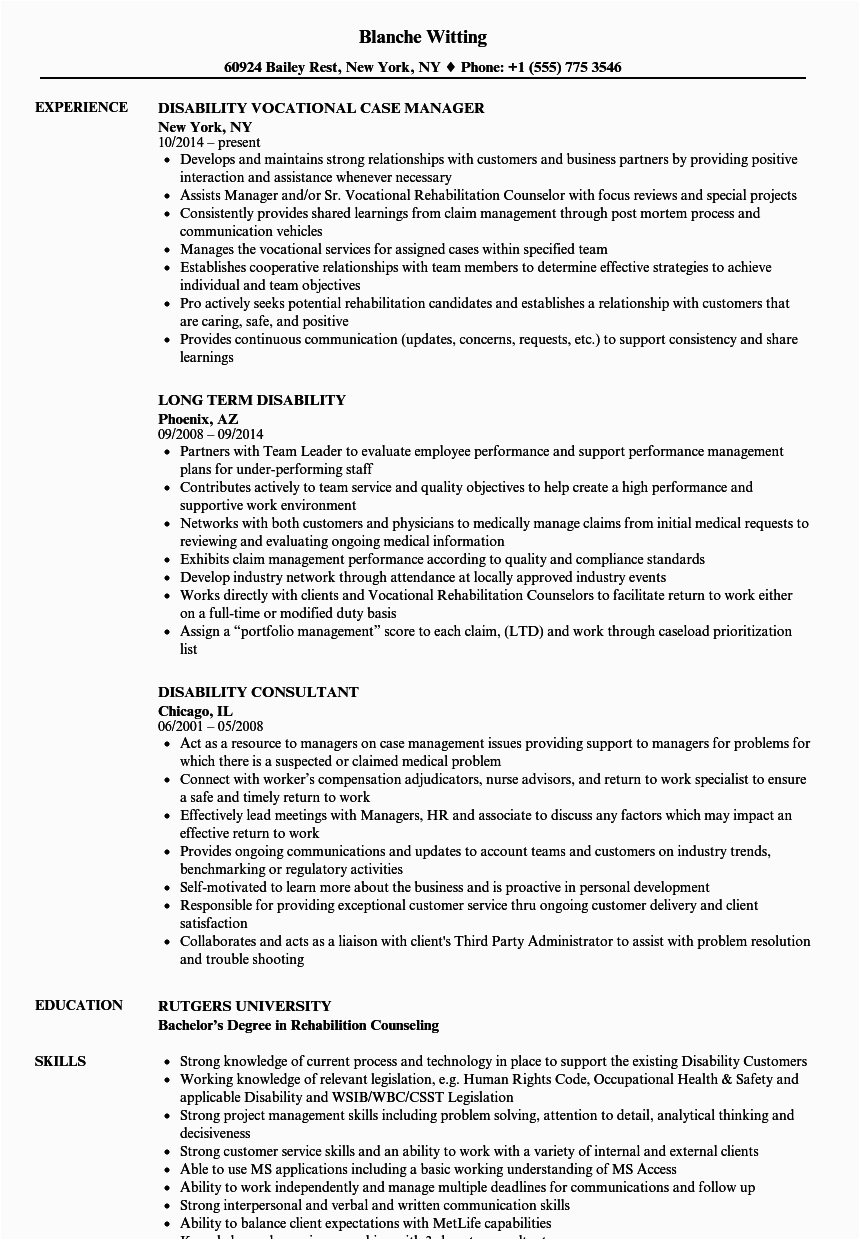 Resume Template for Students with Disabilities Disability Resume Samples