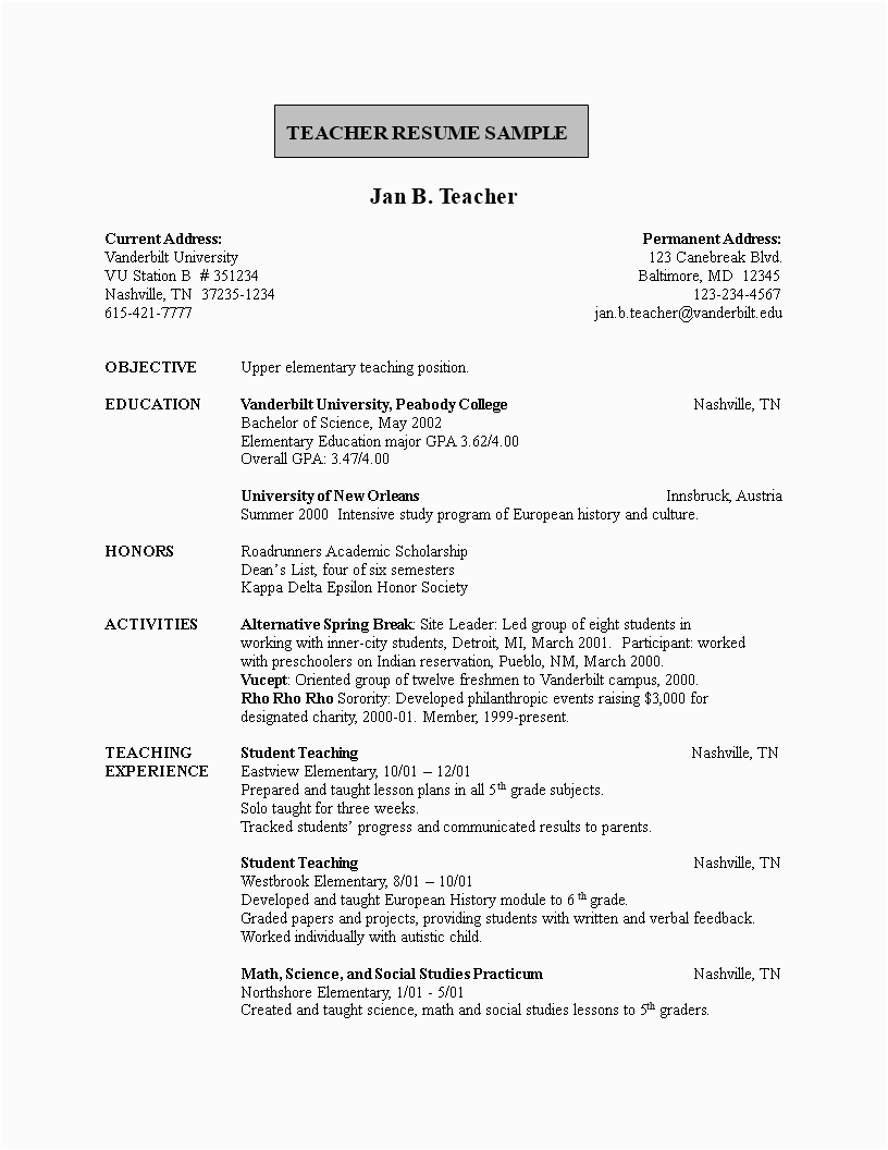 Resume Template for Teachers In India Resume for Teachers In Indian format Best Resume Examples
