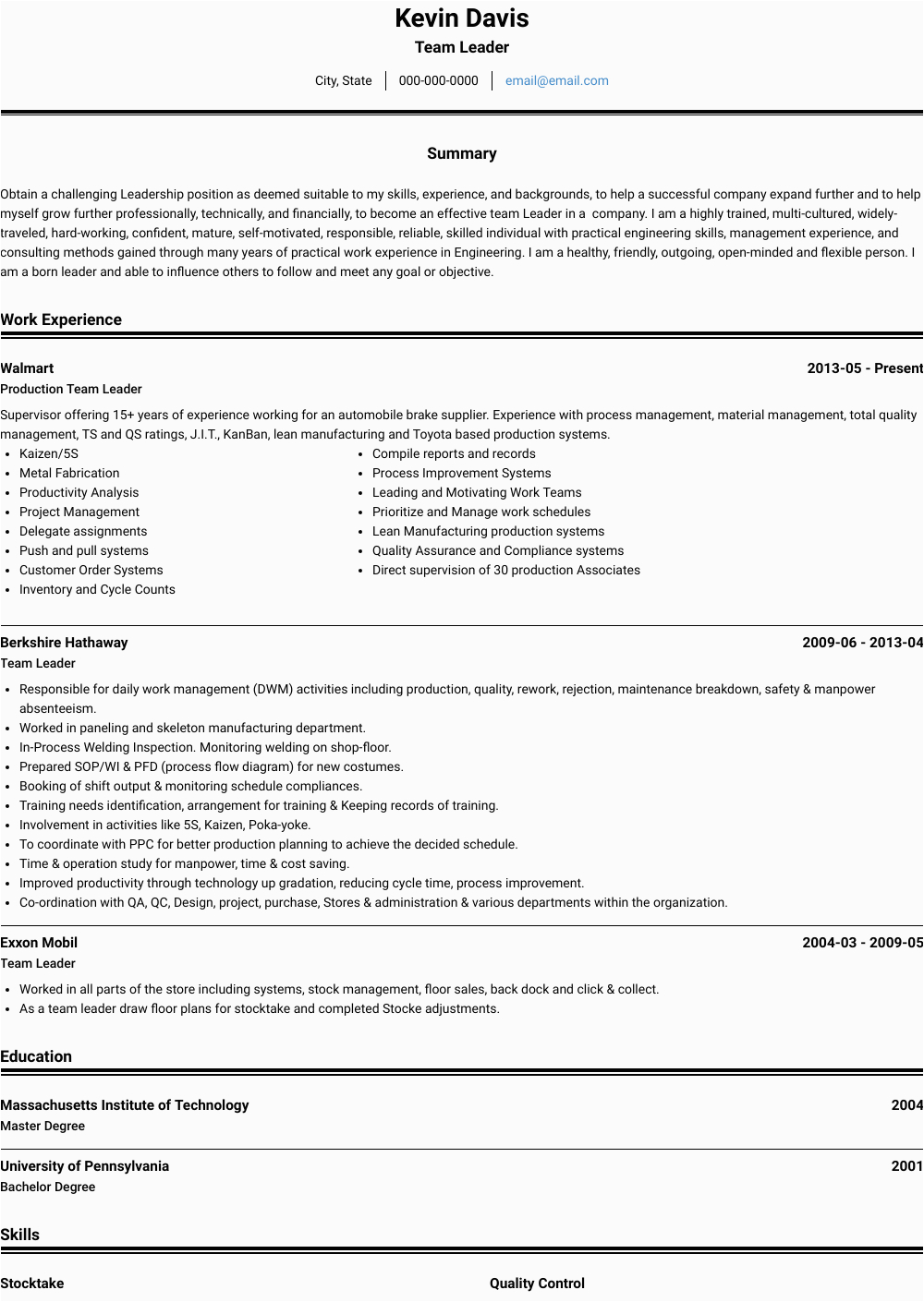 Resume Template for Team Lead Position Team Leader Resume Samples and Templates