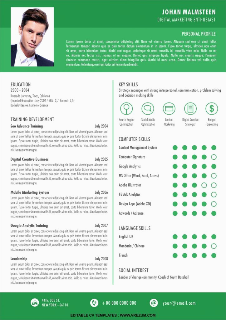 Resume Template Free Download for Fresh Graduate Editable Free Cv Templates for Fresh Graduate