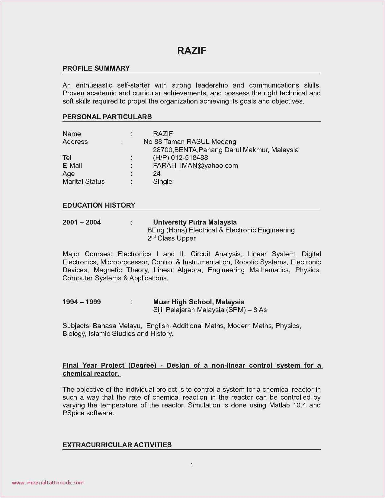 Resume Template Free Download for Fresh Graduate Free Download Sample Resume Fresh Graduate Mechanical