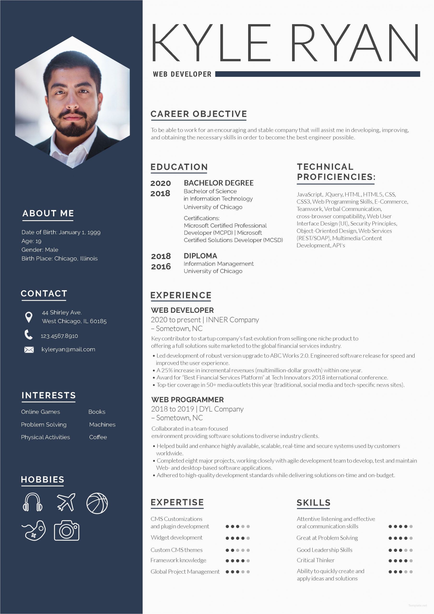 Resume Template Free Download for software Developer Web Developer Resume Cv Template Word Psd