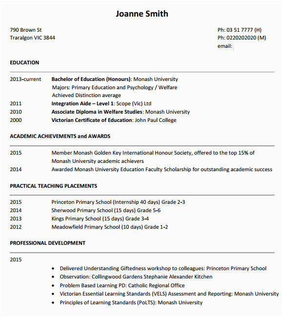Resume Template Free Download for Teachers Free 8 Teacher Resume Templates In Pdf