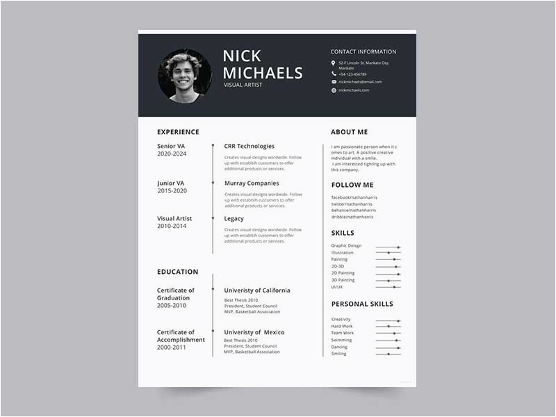Resume Template Free Download with Photo Free Visual Artist Resume Cv Template In Psd Ai Id Resume Template Free Download with Photo Free Visual Artist Resume Cv Template In Psd Ai Id