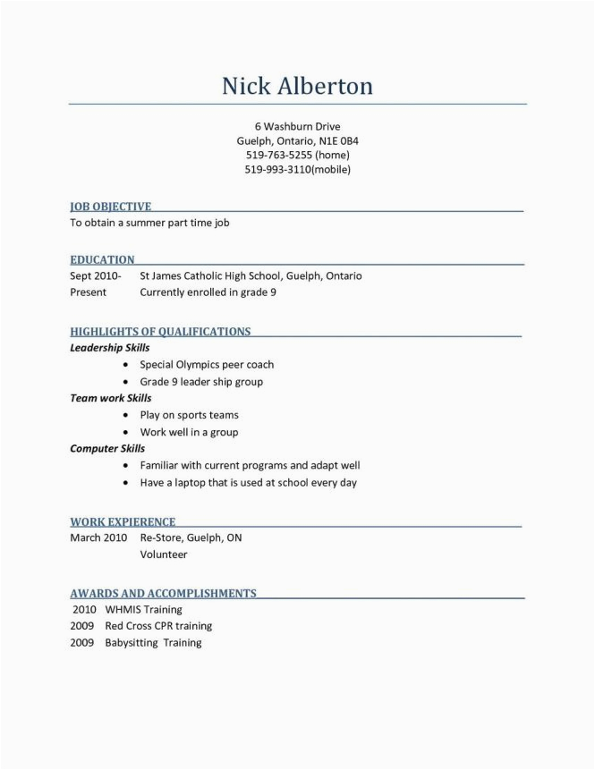 Resume Templates College Student No Job Experience Resume for A Highschool Student with No Work Experience
