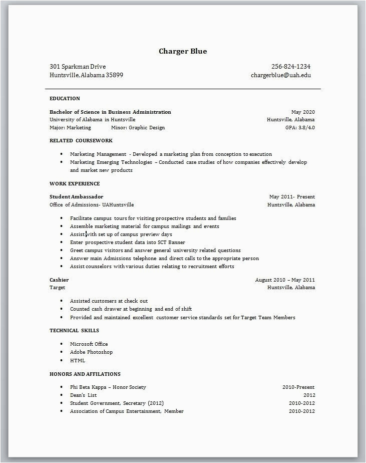 Resume Templates College Student No Job Experience Sample Resume for A College Student with No Experience