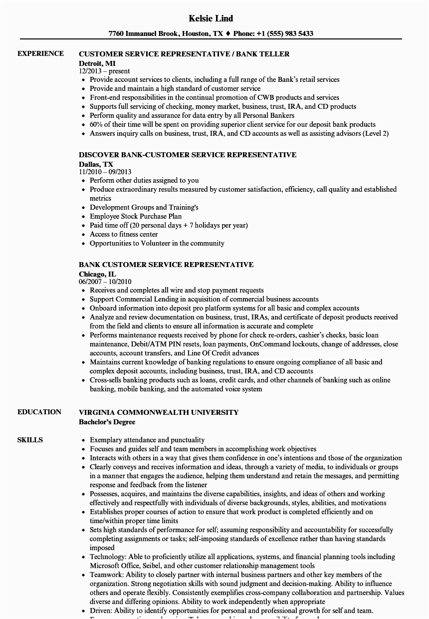 Resume Templates for Customer Service Position Customer Service Representative Resume