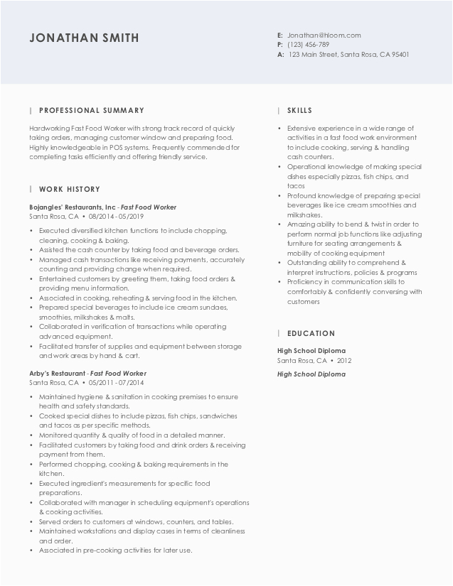 Resume Templates for Fast Food Worker Professional Resume Examples Our Most Popular Resumes In