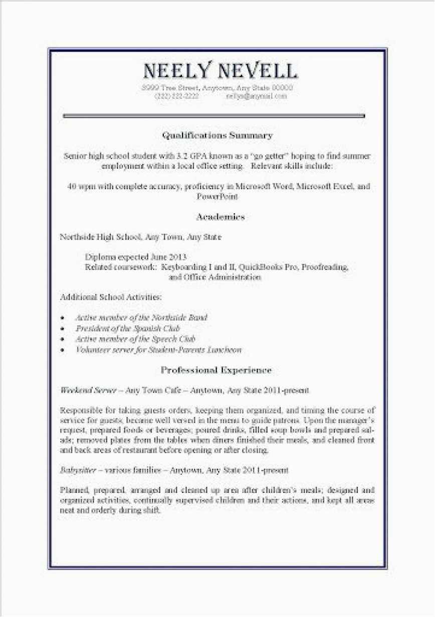 Resume Templates for First Time Workers Resume format for Job Application First Time Sample