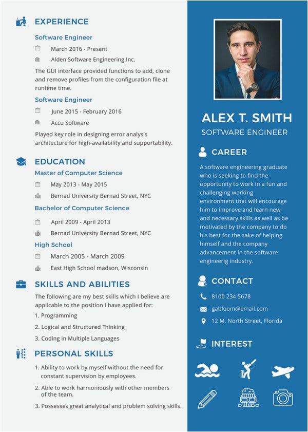Resume Templates for Fresher software Engineer 10 Fresher Resume format Templates Pdf Doc
