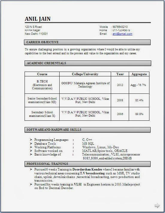Resume Templates for Freshers Engineers Free Download Best Resume format Download for Freshers Engineers Over